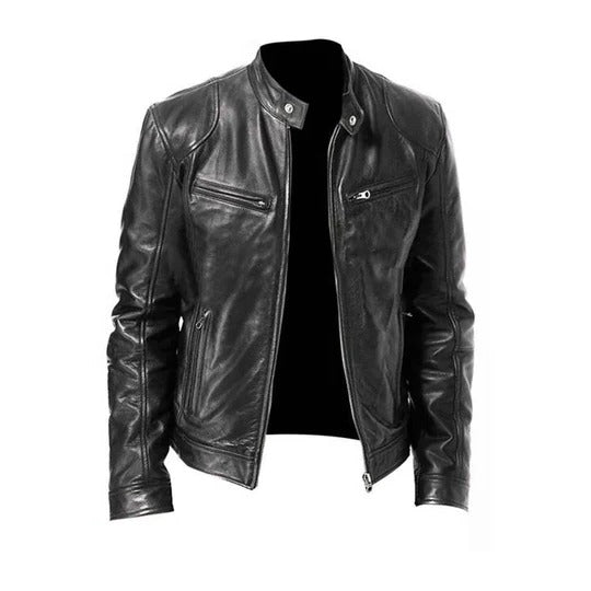 Classic Mens Leather Coat - Pexav