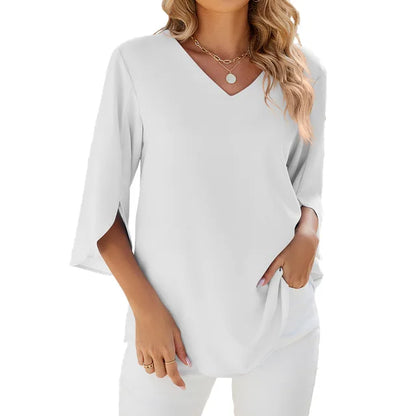 Relaxed Fit V-Neck Blouse for Women