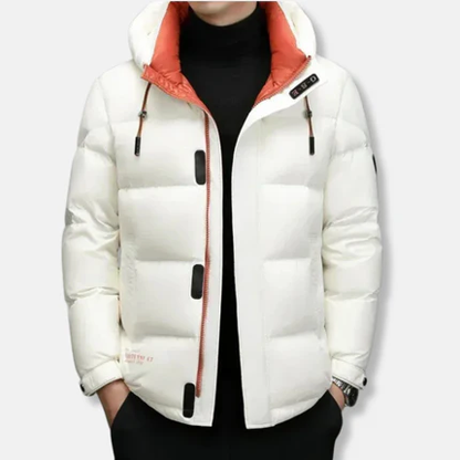 Waterproof Men's Puffer Jacket with Hood and Zipper - Nocini