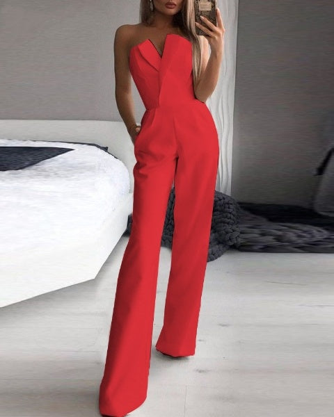 Chic Strapless Wide Leg Jumpsuit for Women - Nocini