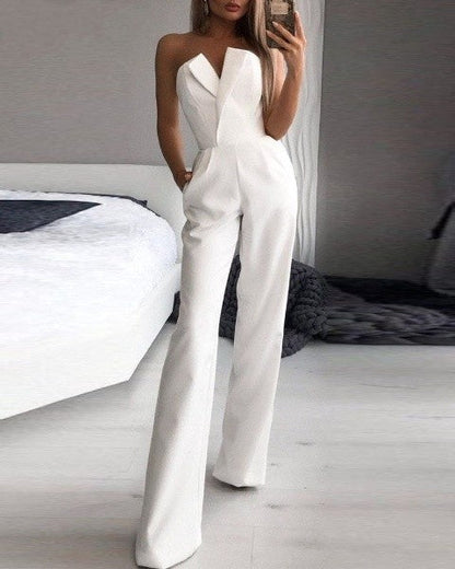 Chic Strapless Wide Leg Jumpsuit for Women