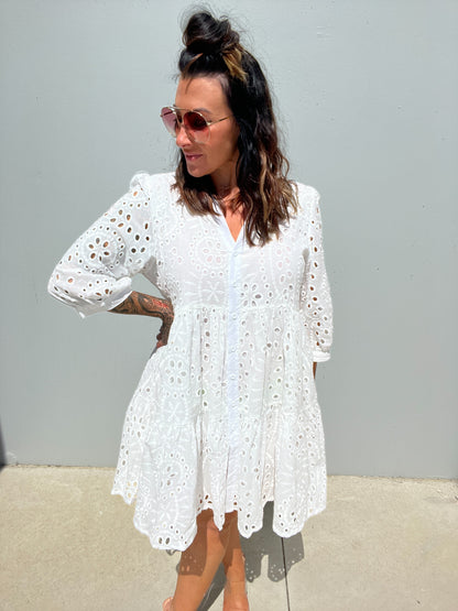 Elegant Ladies A-Line Dress with Buttons