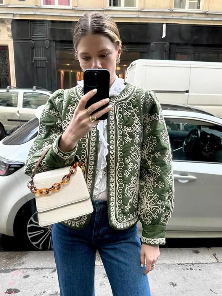 Fashionable Floral Long Sleeve Jacket