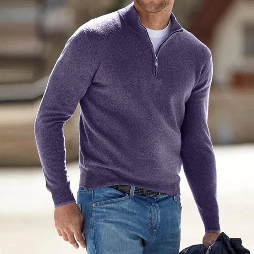 Classic Men's Wool Zip Sweater