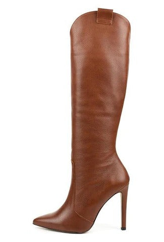 Tall Brown Leather Knee Boots