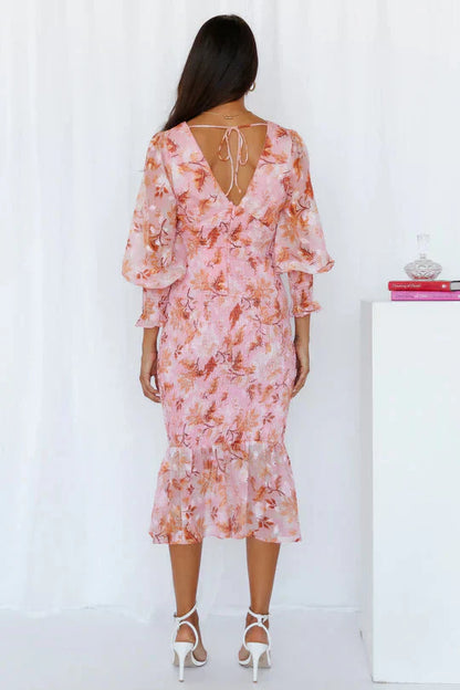 Elegant Flower Print Party Dress