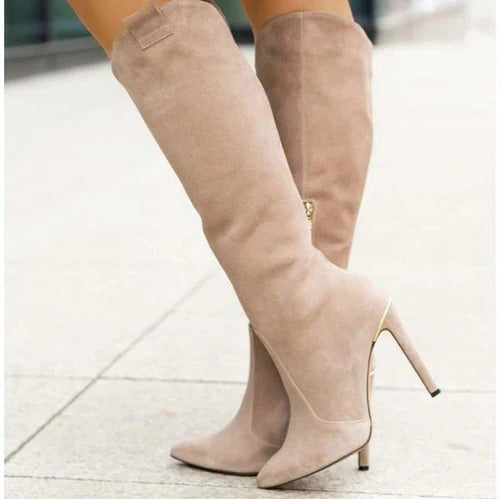 Tall Brown Leather Knee Boots