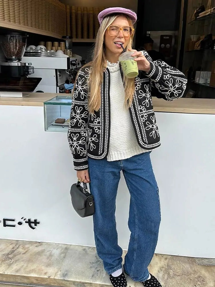 Fashionable Floral Long Sleeve Jacket