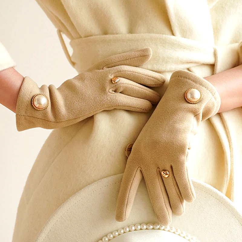 Women's Dress Gloves with Pearl and Heart Details - Nocini