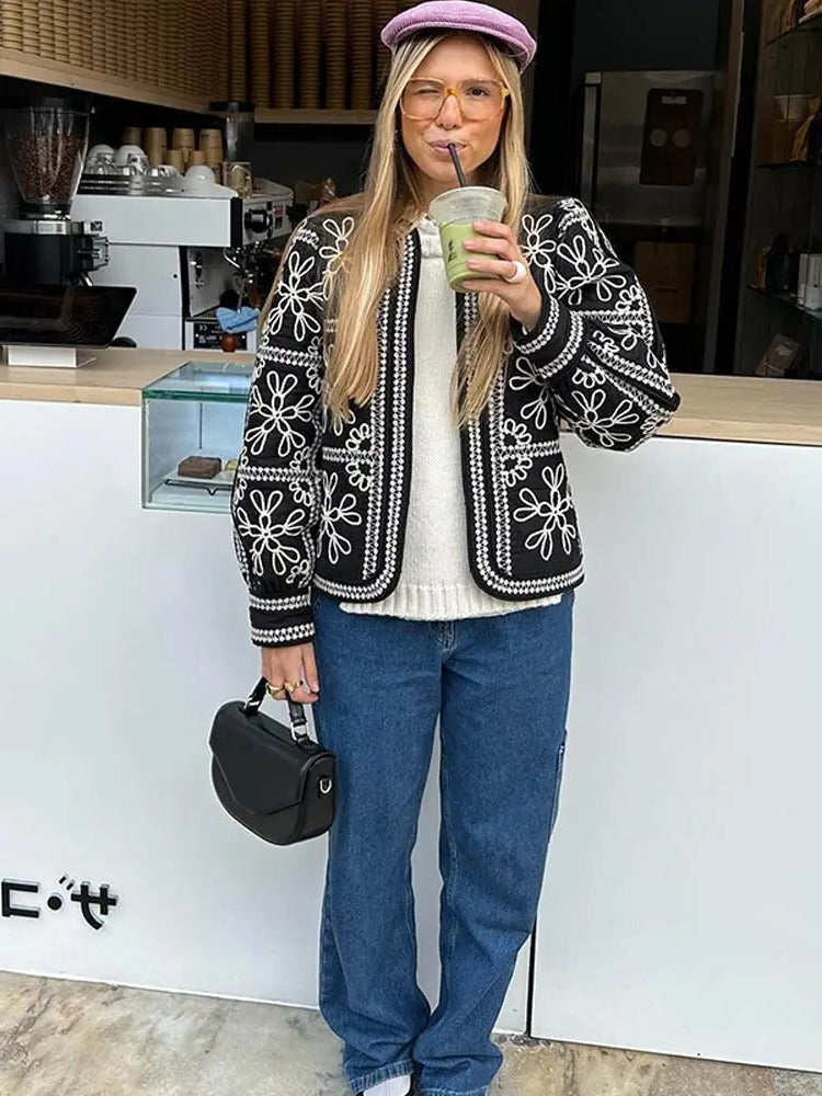 Fashionable Floral Long Sleeve Jacket
