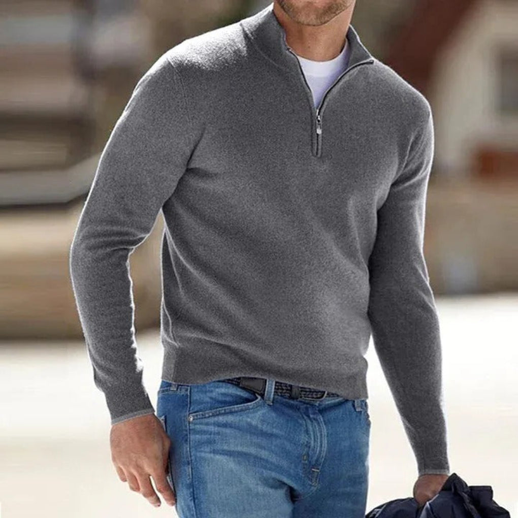 Classic Men's Wool Zip Sweater