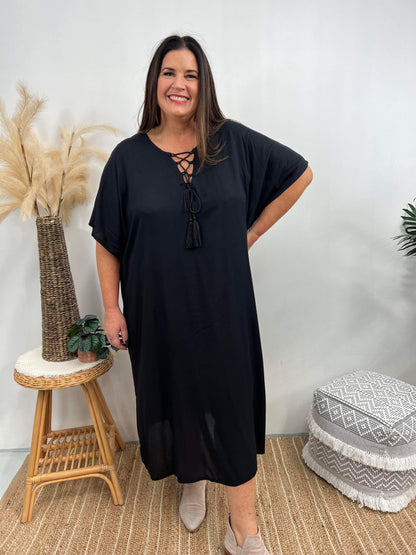 Relaxed Fit Women's Short Sleeve Maxi Dress