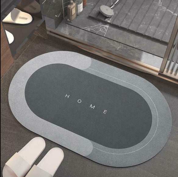 Minimalist Oval Bath Mat With Non-Slip Absorbent Surface