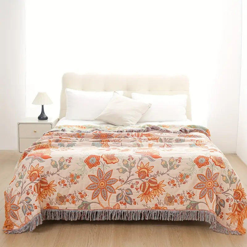 Soft Floral Throw Blanket for Home Decor