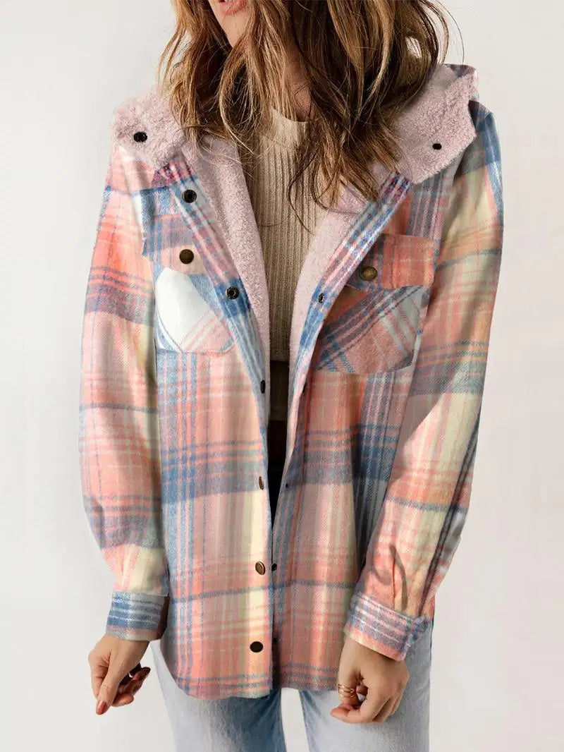 Warm Plaid Fleece Lined Winter Jacket