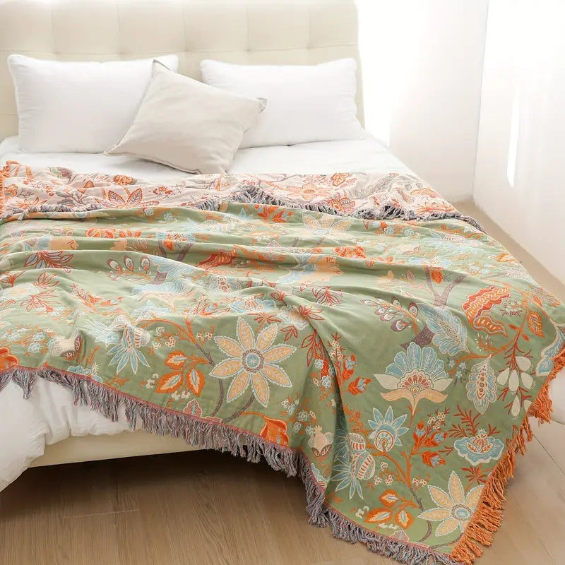 Soft Floral Throw Blanket for Home Decor