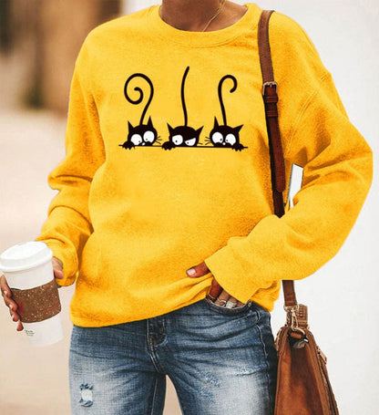 Comfy Women's Cat Graphic Sweatshirt