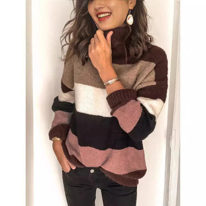 Casual Striped Crew Neck Wool Sweater
