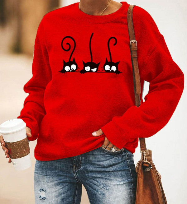 Comfy Women's Cat Graphic Sweatshirt