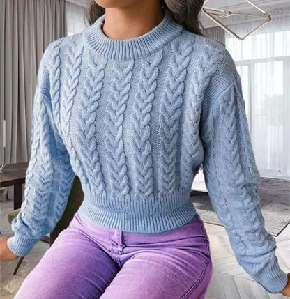 Soft Crew Neck Cable Knit Women's Sweater