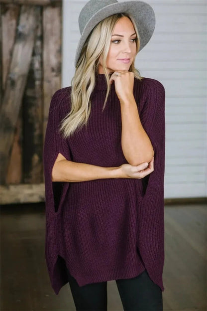 Cozy Oversized Women's Knit Poncho Sweater