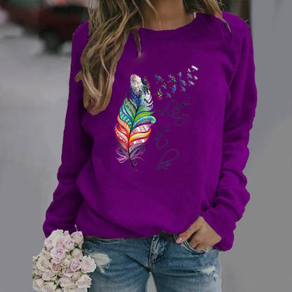 Casual Women's Crew Neck Long Sleeve Sweatshirt