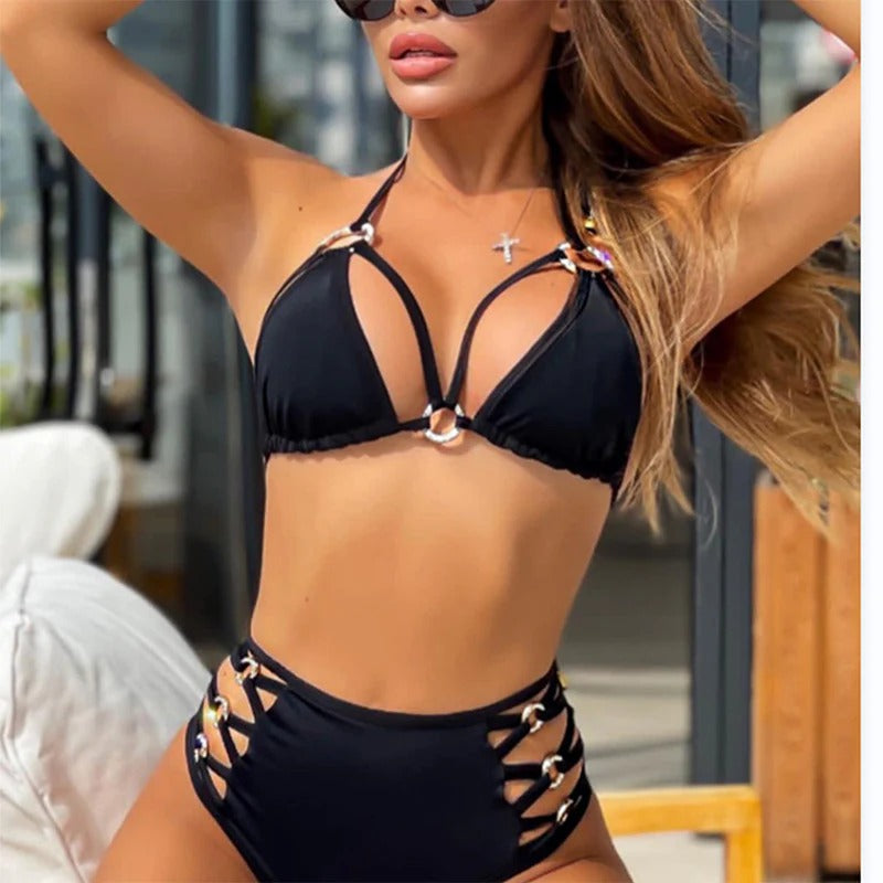 Comfortable High Waisted Bikini Set with Adjustable Straps - Nocini
