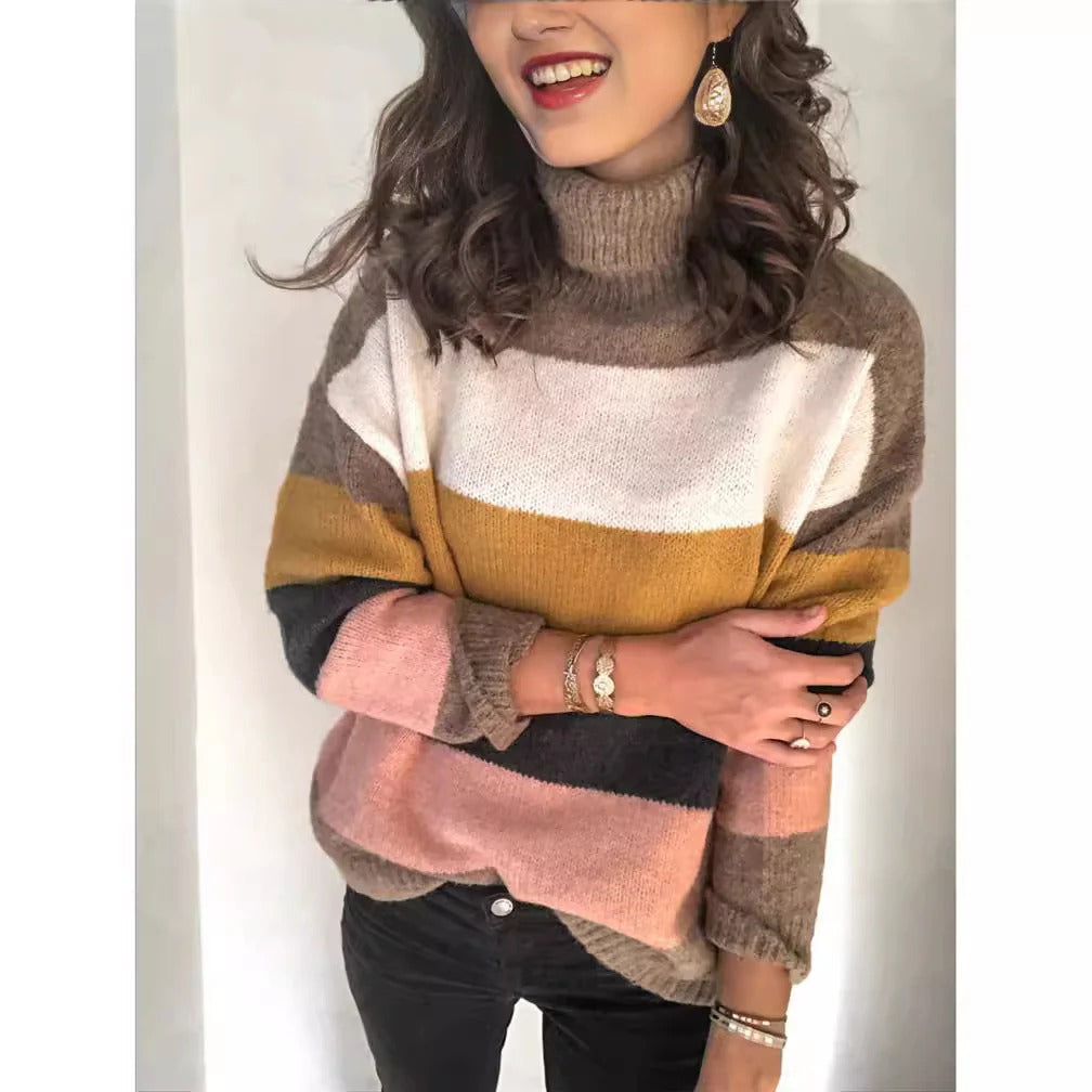 Casual Striped Crew Neck Wool Sweater - Nocini