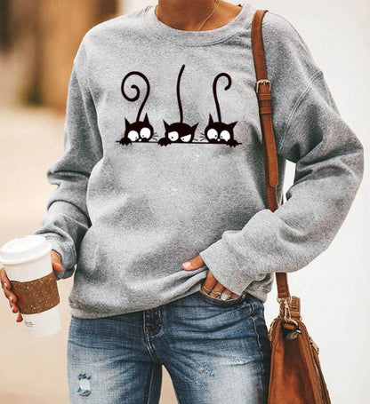 Comfy Women's Cat Graphic Sweatshirt