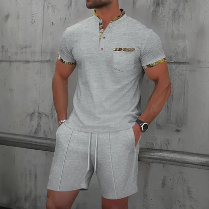 Men's Casual Short Sleeve Shirt and Shorts Set