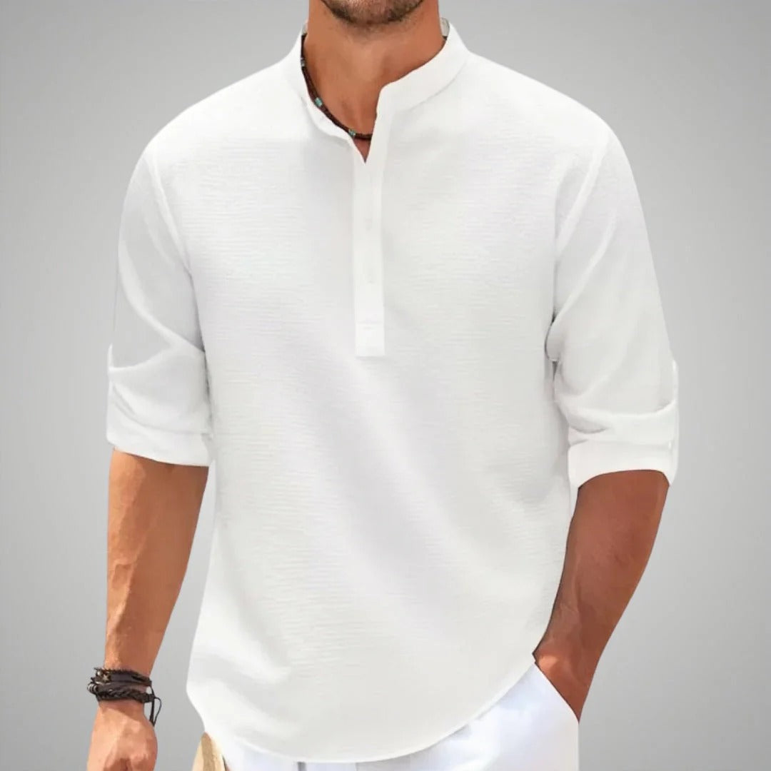 Casual Men's Shirt Loose Fit Breathable 3/4 Sleeve