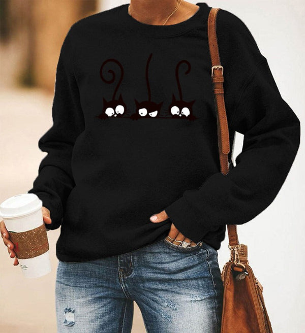 Comfy Women's Cat Graphic Sweatshirt