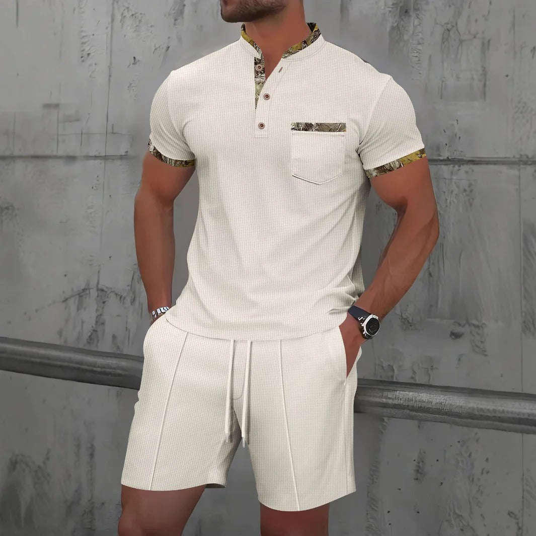 Men's Casual Short Sleeve Shirt and Shorts Set