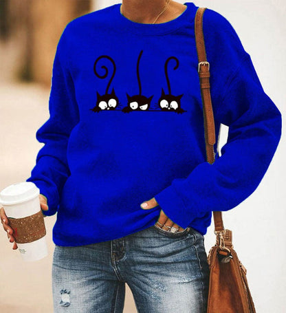 Comfy Women's Cat Graphic Sweatshirt