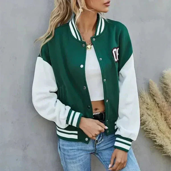 Casual Fit Women's Varsity Bomber Jacket - Nocini