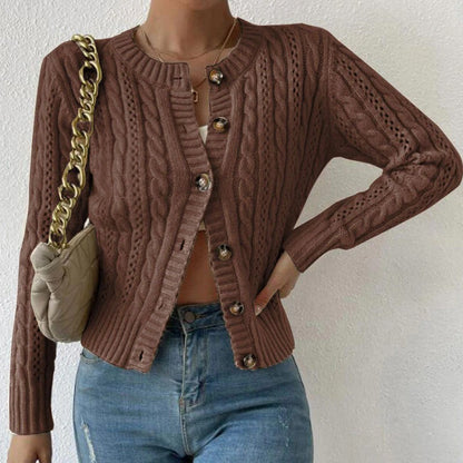 Women's Long Sleeve Cable Knit Cardigan Sweater