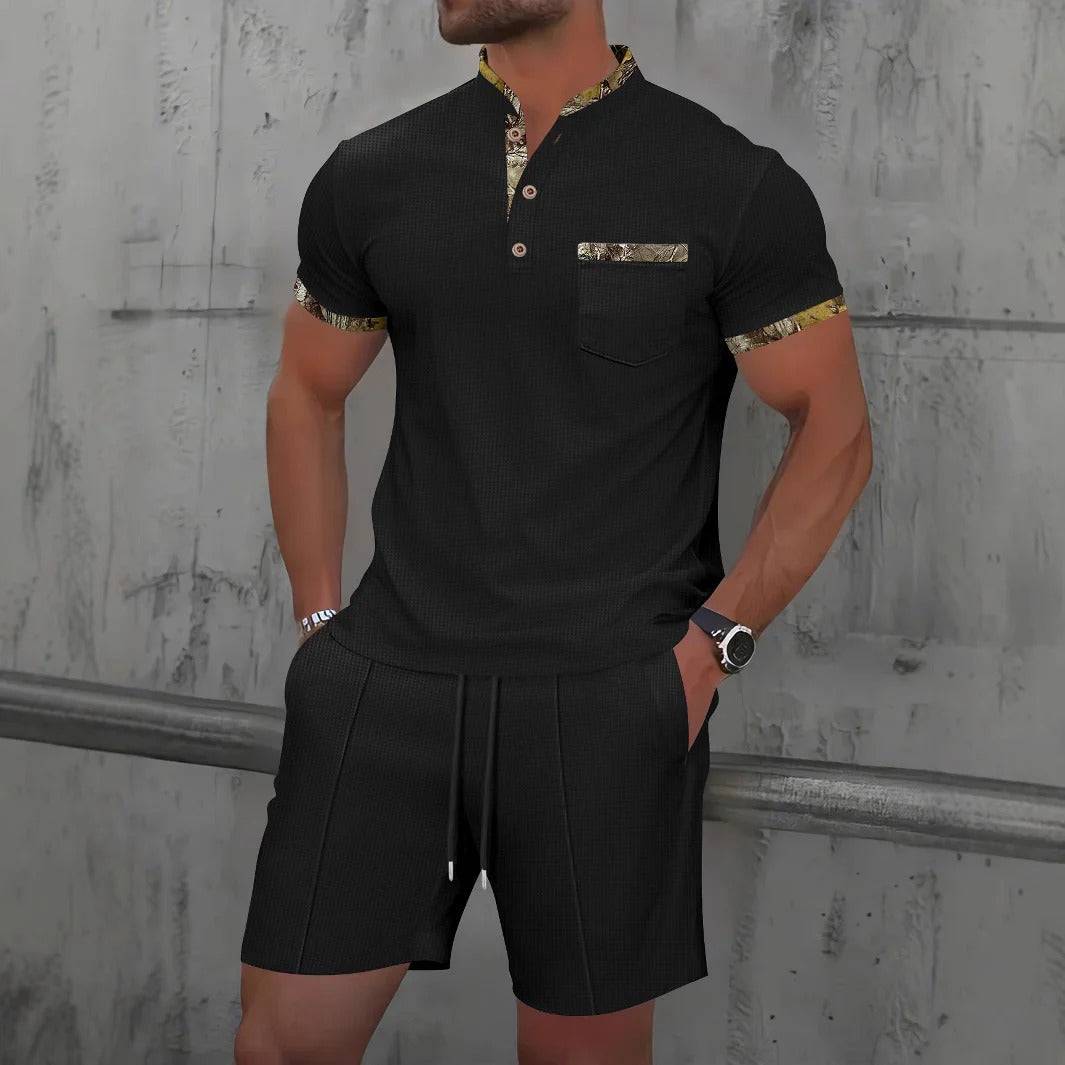 Men's Casual Short Sleeve Shirt and Shorts Set