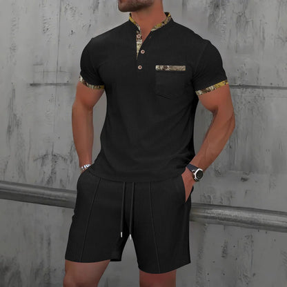Men's Casual Short Sleeve Shirt and Shorts Set