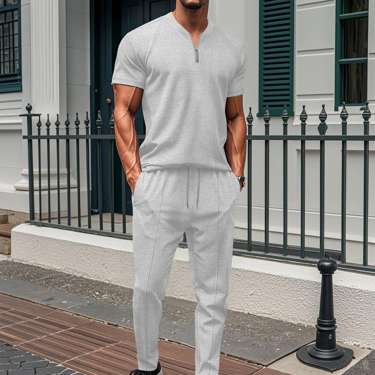 Men's Fitness Tracksuit - Slim Fit Zip Top and Pants