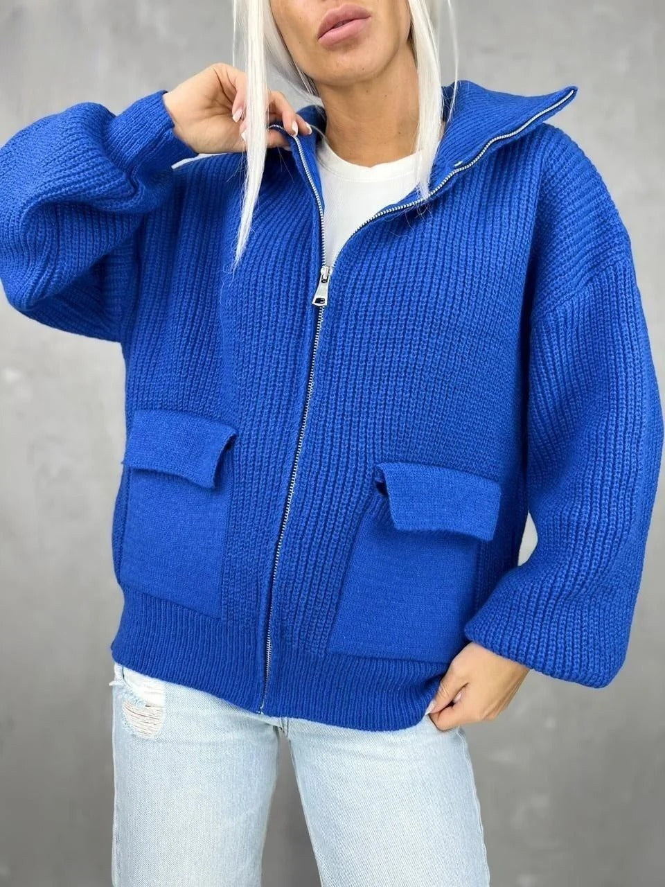 Soft Women's Zip Up Cardigan Jacket - Nocini
