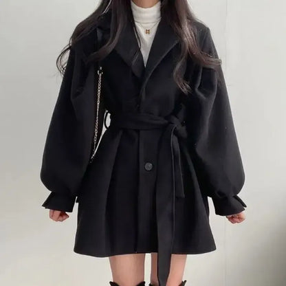 Classic Mid-Length Wool Trench Coat for Women - Nocini