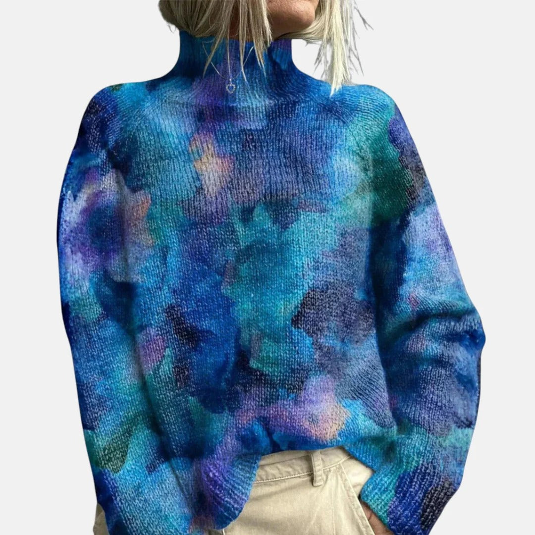 Colorful Print Crew Neck Sweater