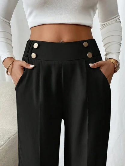 Women's Slim Fit High Waist Black Pants