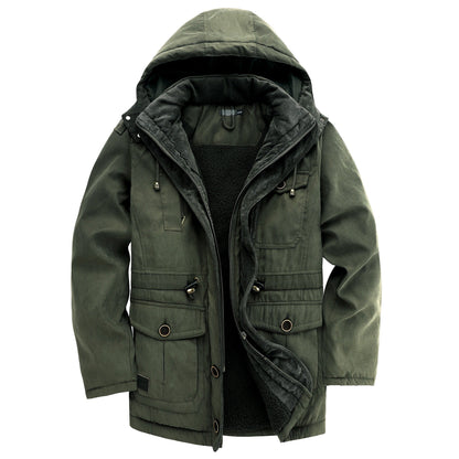 Warm Fleece Hooded Corduroy Jacket