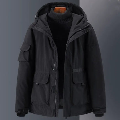 Warm Waterproof Mens Parka Coat with Hood and Pockets