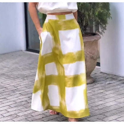 Classic Checkered Midi Skirt for Women