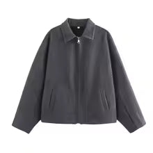 Relaxed Fit Women's Wool Zip Jacket