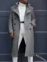 Men's Double Breasted Long Trench Coat