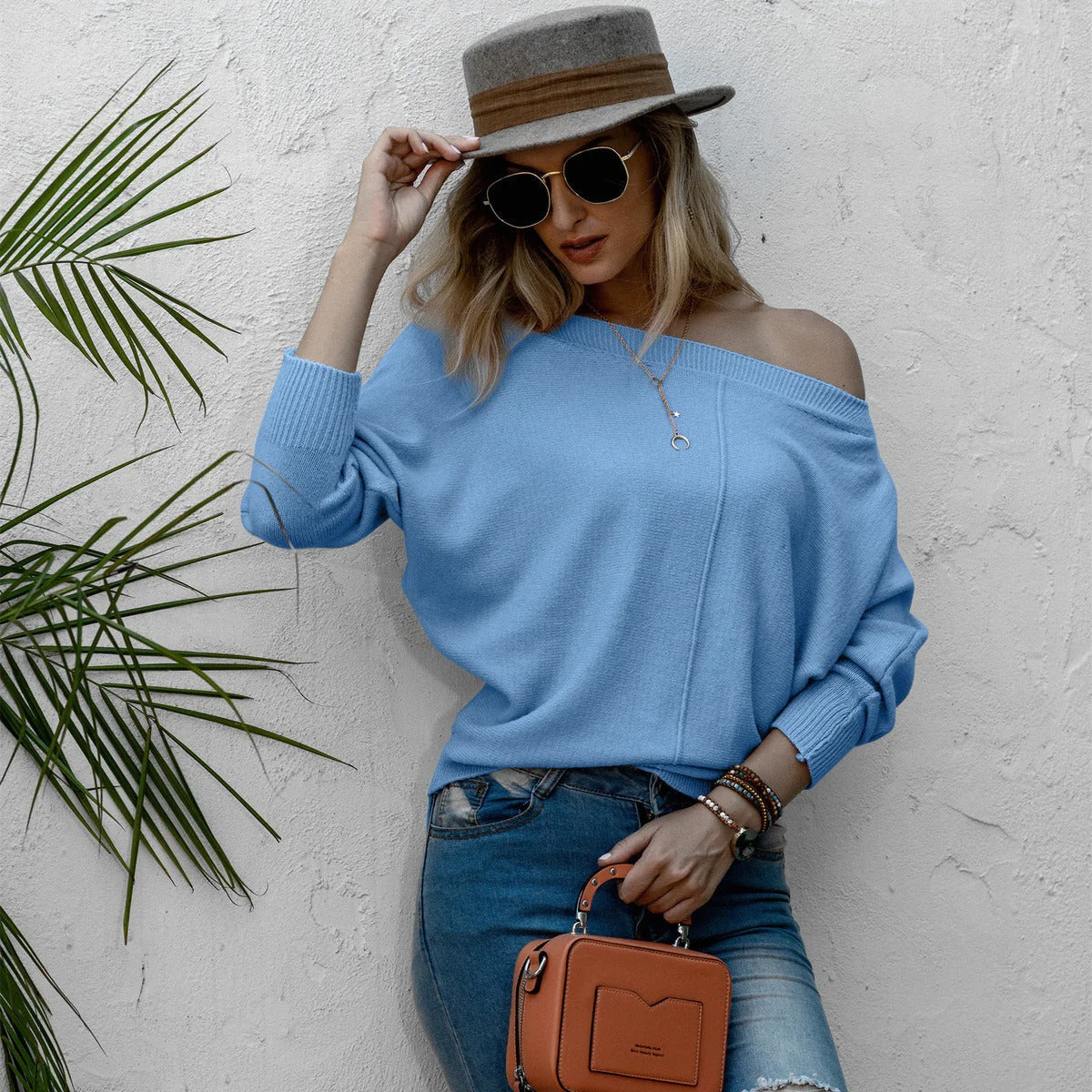 Cozy Women's Oversized Off Shoulder Wool Sweater
