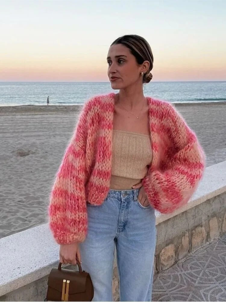 Women's Open Front Knit Cardigan Sweater - Nocini